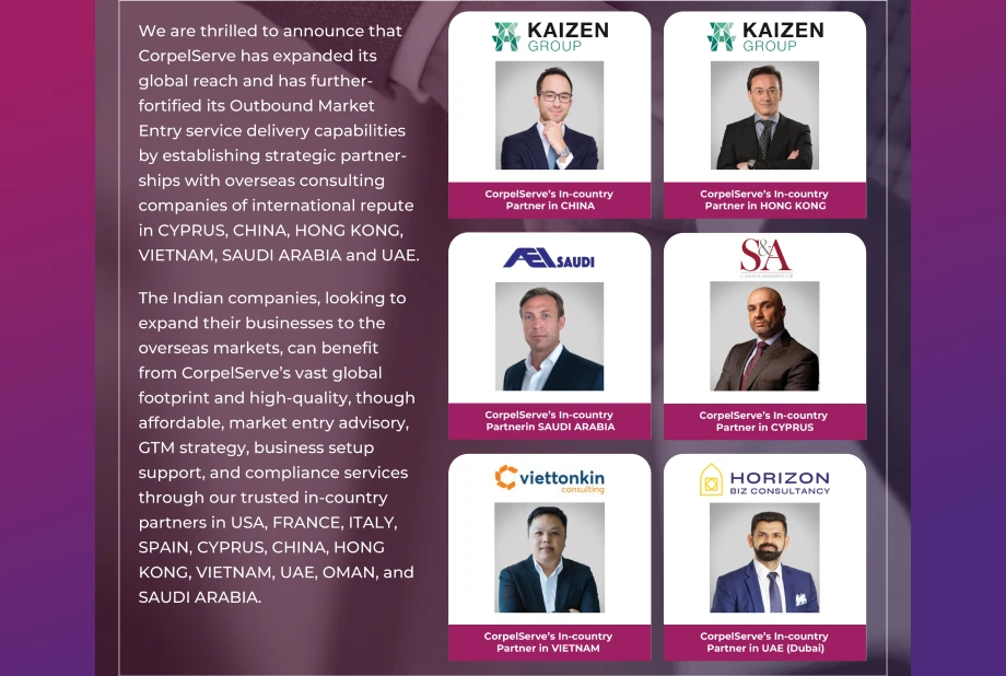 CorpelServe expands further to Europe, East Asia, Southeast Asia and the Gulf region!